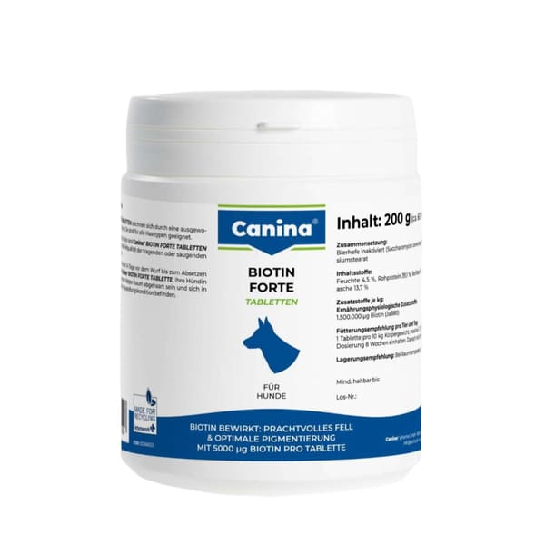 Canina Biotin Forte Tabs biotīna tabletes ādai un apmatojumam suņiem 200 g N60